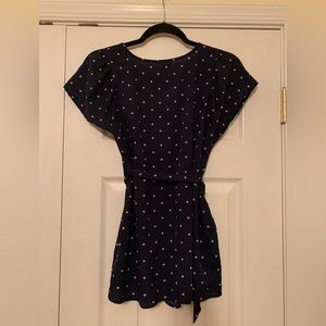 Motherhood Maternity size small navy and lavender top with tie